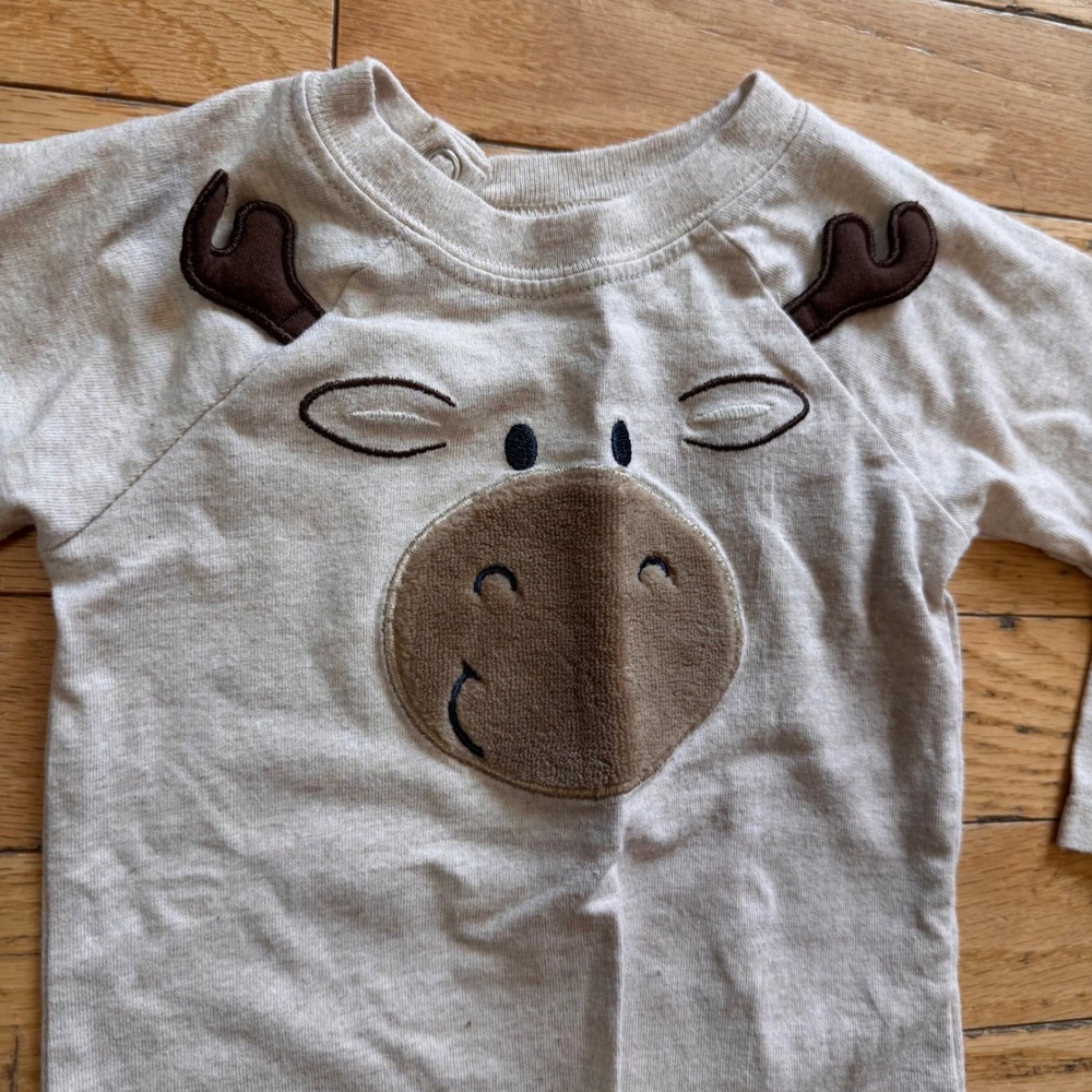 Garanimals‎ Baby Boy Moose Long Sleeve Bodysuit Oatmeal Heather 12M